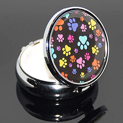 1 x tragbare runde Pillendose aus Metall, Mini-Medikamentenglas, Tablet-Organizer, Tasche für Tasche, Brieftasche, Reisegeschenk, kompakt 3 Fuß