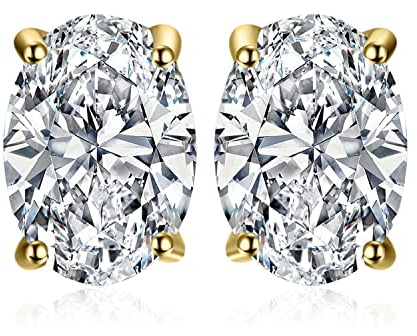 JewelryPalace Ovala 2ct Moissanite-örhängen Silver 925 Damer, Smycken Med Simulerade Diamanter Bruden, örhängen Silver Flickor Med ädelstenar, örhängen Silver Små Med Stenar Gåva Kvinnor Guldpläterade