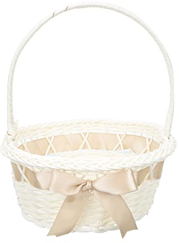 Toyvian Cesto Per Fiori Di Matrimonio Cesto Intrecciato Con Manico Da Sposa Da Matrimonio