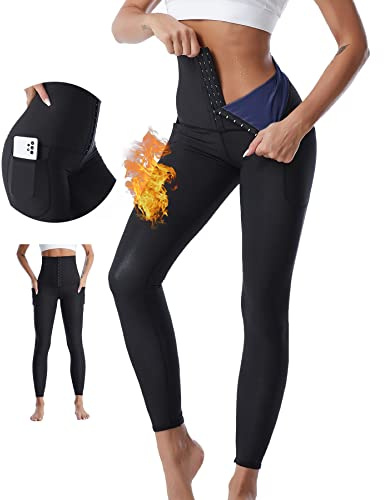 Merlvida Pantaloni Sauna Dimagranti Donna Vita Alta Leggins Dimagranti Donna Effetto Sauna Leggings Sportivi Push Up Tuta Dimagrante Sudare Pantaloni Snellenti Anticellulite per Yoga Corsa Fitness