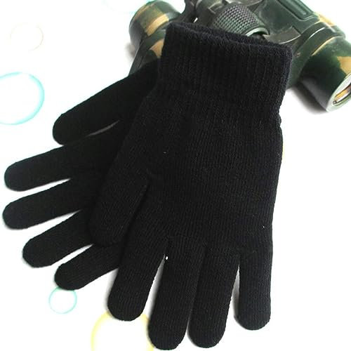 Finger Gloves Winter Autumn Warm Thick Men Women Gloves Unisex Knitted Full Solid Fashion Thicken Mittens Sport Outdoor Gloves-A-black