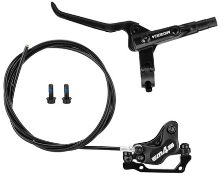 TINGSING Hydraulisches Scheibenbremsen-Set, Mountainbike, 4-Kolben, beidseitig, V-Bremse vorne und hinten, 850 mm/1550 mm, Kabel/Bremssättel/Hebel (Hinterradbremse)
