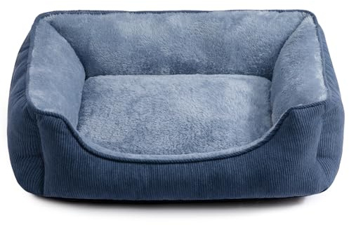 Hollypet Katzenbett Kleines Hundebett Haustierbett für Katzen und Welpen, Weiches Haustierschlafbett Atmungsaktives Haustierkissen, Blau-Grau (50 * 45 * 15cm)