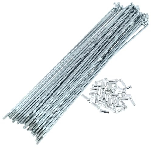 TUCKBOLD Raggi per Bicicletta 13G, Raggi per Ruota di Bicicletta, Nippli Color Argento, 1 Set, Acciaio Zincato 45