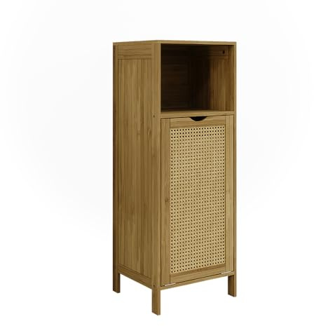 Vicco Badschrank Liora, Bambus, 36 x 98 cm | zur Aufbewahrung von Badutensilien und Handtüchern