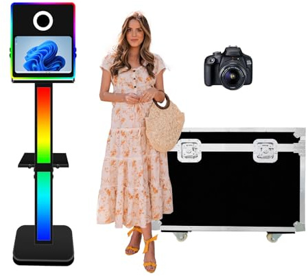VANYA 15,6 Zoll Touchscreen DSLR Photo Booth Maschine, Kamera Selfie Spiegel Photo Booth, Mit RGB Licht, Mit Flightcase, Für Partys, Hochzeiten(Black, DSLR Photo Booth with Camera)