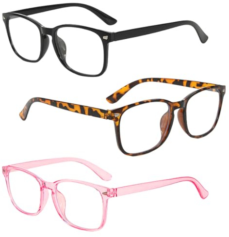 3 Pezzi Occhiali Anti Luce Blu Donna e Uomo, Occhiali Filtro Luce Blu Blocker non Graduati Vintage, Filtro Anti Luci Blue Anti-Fatica, Blue Light Protection Glasses per Gaming, Lavorare, Tablet