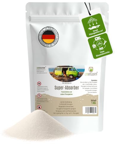 LOOVOLUTION Super-Absorber – Extrem saugstarkes Granulat für Campingtoiletten, Festivals, Wohnwagen, Krankenhäuser, Schulen & Seniorenheime, Wiederverwendbar, Geruchsfrei & sparsam