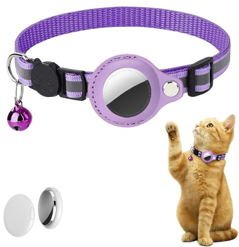 Collier GPS Chat, Collier Traceur GPS pour Chat et Chien, Localisation en sans Abonnement, Compatible iOS/Android/HarmonyOS, Ipx5 RéSistant Aux éClaboussures, Positionnement auxiliaire (Violet)