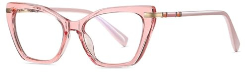 QGGNMGT Gafas de sol con bisagra de resorte para mujer, montura de ojo de gato (rosa champán)