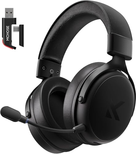 MCHOSE V9 Pro 7.1 Surround Sound FPS Wireless Gaming Headset | 53mm Neodymium Drivers, 250h Battery Life, 15ms Ultra Low Latency, 40m Wireless Range, Custom EQ Adjustment