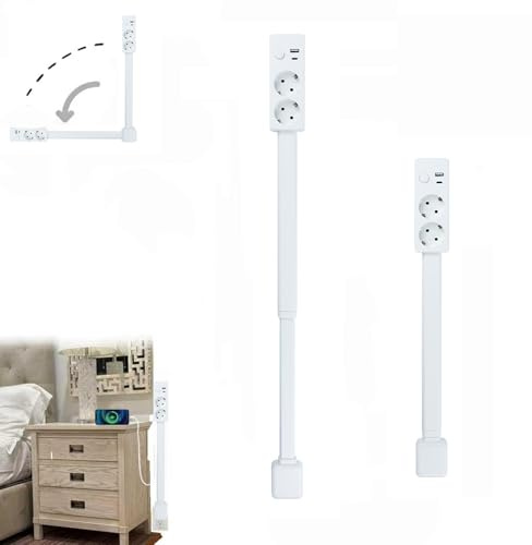 Prise Extensible Derriere Meuble,erweiterbare steckdosenleiste,Prise Extensible,Outlet Extender, rotatives à 180°,avec Ports USB-A,USB-C et 2 Prises Secteur,Extensibles de 47 à 67 cm