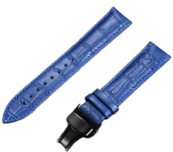 FYXT 18mm 20mm 22mm 24mm Bambumönsterarmband Fjärilsspänne Business Casual Klockarmband Klocktillbehör Grönt(Blue-black,18mm)
