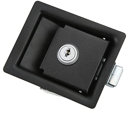 XUXHOU Maniglia per Serratura per Porta del Rimorchio in Acciaio Al Carbonio con 2 Chiavi Interruttore Silenzioso Pannello Resistente Alla Ruggine Sostituzione per Rimorchi da Viaggio Quinte Ruote