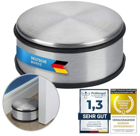 Designer Türstopper aus Edelstahl Gummi Türpuffer Türhalter Stopper 1,2kg (Silber 11x6cm, 1 Stück)