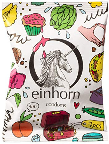 einhorn Kondome - 7 Kondome Wochenration MUSCHIGEGENSTÄNDE - Standardgröße 54 mm - vegane, hormonfreie Verhütung ohne Chemie - natürlicher Gleitfilm - nachhaltig und sicher
