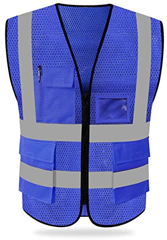 HYCOPROT High Visibility Mesh Safety Reflective Vest with Pockets and Zipper, Meets ANSI/ISEA Standards