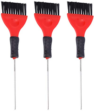 Beaupretty - Set di 3 pennelli per colorare i capelli con ago in acciaio inox con punta a coda di coda per capelli