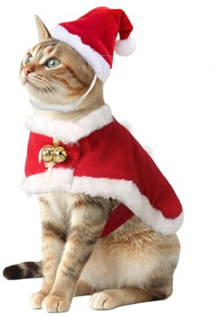 NAMSAN Weihnachtsoutfit für Hunde, Weihnachten, Kleidung für Katzen, Verkleidung für Hunde, Fliege, Katze, Weihnachten, Kostüm, Hund, Santa Outfit