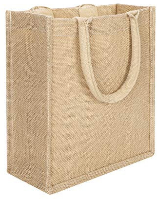 Jute Einkaufsbeutel Jutebeutel Faltbar Tragetasche mit Griffen Wiederverwendbar Jute Shopper Taschen Groß Jutetasche Geschenktüte Lebensmittel Einkaufstasche für Einkaufen Supermarkt Schule