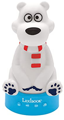 Lexibook, Beleuchteter Teddybär Geschichtenerzähler, Nachtlicht, für Jungen und Mädchen, 30 Geschichten auf Deutsch, Blau, Weiß, Rot, STN01ANXDE