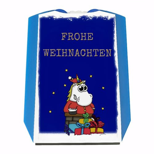 speecheese Frohe Weihnachten Parkscheibe mit Einhorn Weihnachtsmann und Geschenken Motiv Eiskratzer Wasserabstreifer und Einkaufswagen-Chips Einhorn parken Parken Parkplatz Weihnachtsmann