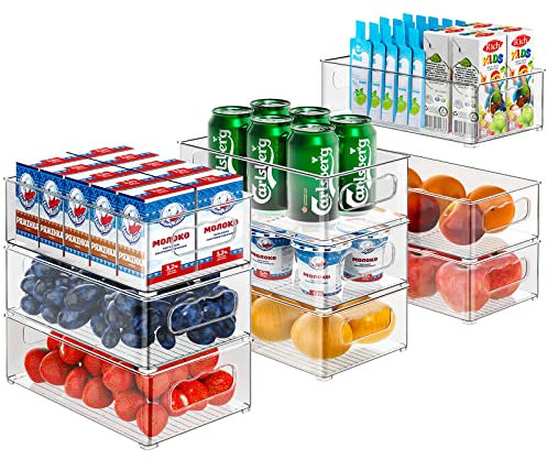 Juego de 9 organizadores para frigorífico, paquete de 9 (3 tamaños), organizador de cocina, para despensa, congelador, armario, cajón, oficina