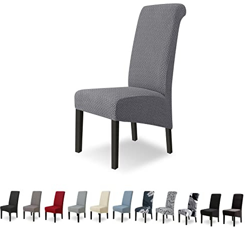 Lydevo Stuhlhussen XL 6er Set Stretch Stuhlhussen Schwingstühle XL für Esszimmerstühle Spandex Universal-Stuhlbezug Large Dining Chair Schonbezüge für Stuhl Esszimmer Hotel Bankett,Diagonal#Grau