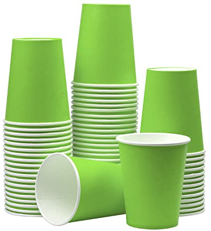 Yuxitia Vasos de papel desechables, 60 vasos de papel para bricolaje, boda, fiesta, picnic, barbacoa, viajes y eventos, 8 onzas (verde hierba)