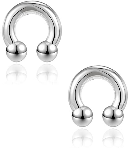 PunkTracker 2Pcs Septum Rings Nipple Rings 316L Surgical Steel Horseshoe Circular Piercing Barbell 00G 0G 2G 4G 6G 8G 10G 12G 14G 16G Ear Gauge Piercing Septum Jewelry
