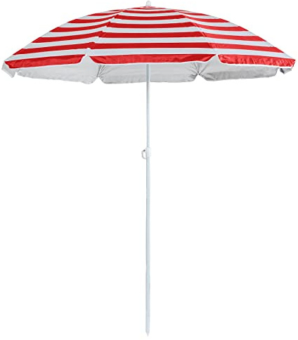 Harbour Housewares Strandsonnenschirm aus Metall - 1,8 M - Roter Streifen