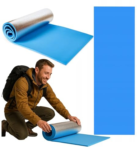 molti Campingmatta matta med aluminiumbeläggning 180 x 50 cm värmeisolerande lätt för camping yoga tältmatta sovmatta campingunderlag tjocklek 0,5 cm och 1 cm