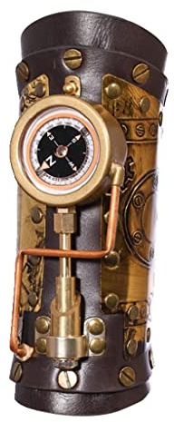 Amagogo Steampunk Arm Sleeve Arm Bracer mit Kompass Erwachsene Requisiten Handgemachte Manschette Handgelenkschutz für Punk Cosplay Halloween Neuheit Kostüm, siehe abbildung, 27cmx20cm