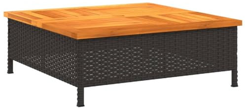 vidaXL Cubierta para Base Sombrilla, Funda de Pie Soporte de Parasol, Mesa Auxiliar de Centro, Mueble para Jardín Patio, Ratán PE Acacia Negro