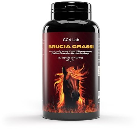 GG4Lab Glucomannano Drenante Forte Dimagrante Brucia Grassi Potente Veloce Integratore con Carnitina The Verde Efficace 120 Capsule Alta Concentrazione Made in Italy