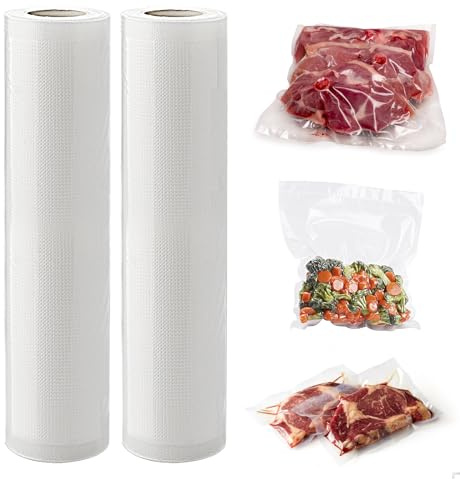 Lebensmittel-Vakuumierbeutel - 2 Rolle 20 * 300CM - Hochwertige, Wiederverschließbare Beutel für die Sichere Aufbewahrung von Lebensmitteln, Ganz Einfach in Individuelle Größen Zuschneidbar