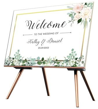 Personalised Floral Wedding Welcome Entrance Large Sign Board – Perfect for Couples Engagement, Reception Foam Board (Floral A2)