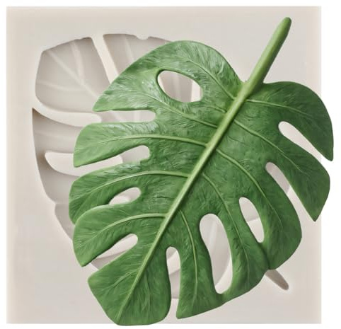 MINFEIDMS Stampi in silicone a forma di foglia tropicale, a forma di foglie di Monstera, stampo per fondente, foglia di palma, per decorare torte di zucchero, cupcake, pasta di gomma al cioccolato,
