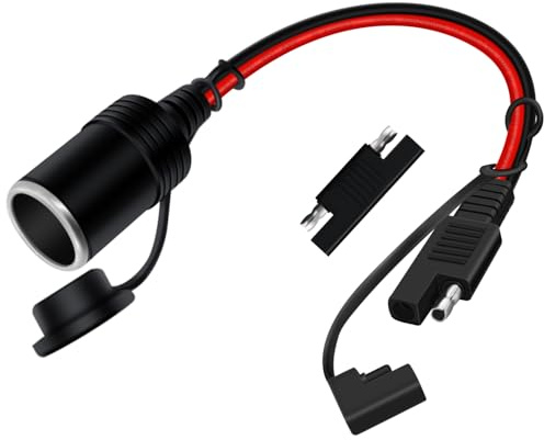 HuaLiSiJi SAE auf Zigarettenanzünder 14AWG Zigarettenanzünder Buchse auf SAE 12V 24V Verlängerung Zigarettenanzünder (0.3m)