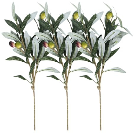 PRETYZOOM Artificial Olive Branches 14.17x9.06x0.59 in, Realistic & Low-Maintenance Greenery for Home, Office, Wedding & Party Decoration