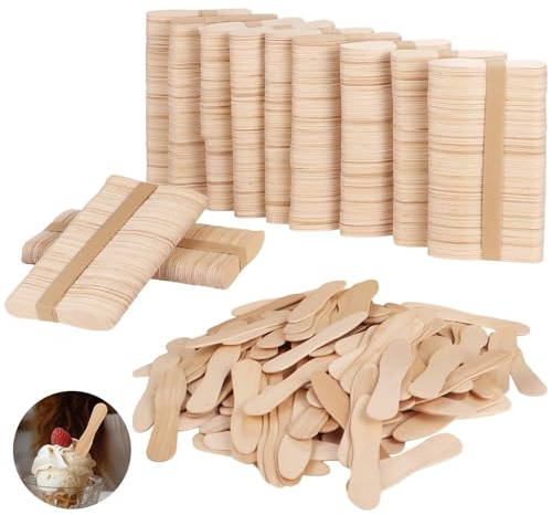 Lot de 2 000 mini cuillères à glace jetables en bois de bouleau, cuillères de dégustation pour petite crème glacée, mariage et travaux manuels