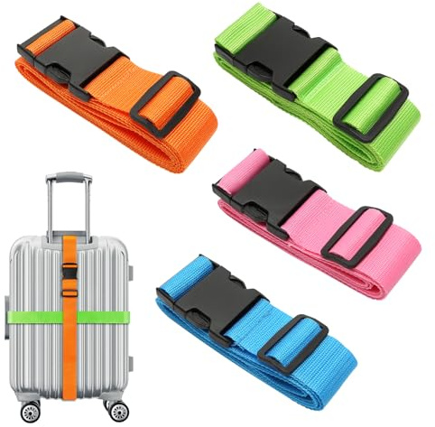 4 Pcs Luggage Straps for Suitcases, Adjustable Suitcase Straps Travel Luggage Belt with Quick Release Buckle, Durable Suitcase Belts for Travel Packing Accessories, Outdoorsports