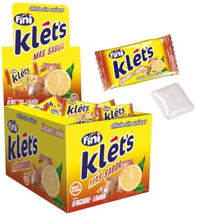 iChuches | Chicle Klet's de Fini diferentes sabores | Sin Azúcar - Sin Gluten | 200 Unidades (200 Unidades, Jengibre/Limón)