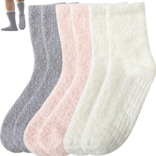 Calzini Invernali Donna,3 Paia Calze Caldi Pelosi Morbido,Natalizi Regalo per Signore,Calzini Termici Donna Invernali,Calzini Natale,Soffici Pantofola Calzettoni Caldi