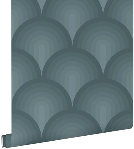 papier peint effet 3D bleu canard 50 x 900 cm - ESTAhome