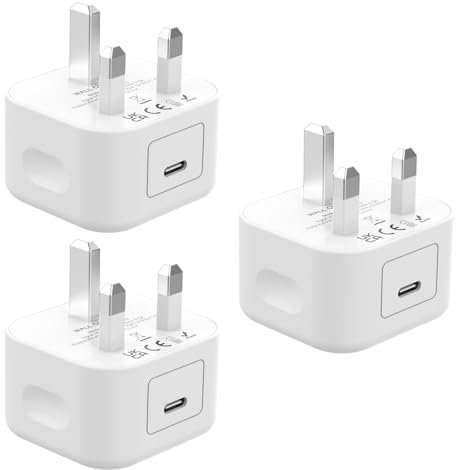 Apple 3Pack 20W USB C Wall Charger for iPhone 16/15/14/13/12/11 Pro/Pro Max/Plus/Mini/X/XR/XS/SE - MFi Certified Fast Charger