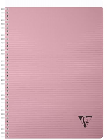 Clairefontaine 327124C - Spiralbuch Heft Linicolor Essence, DIN A4, 21x29,7 cm, 90 Blatt kariert 90g, Einband aus gerilltem PP, Rosa, 1 Stück
