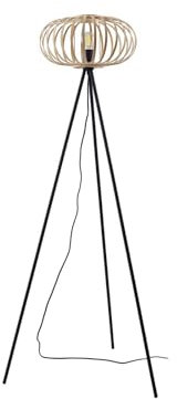 Lindby Stehlampe Lielle (Landhaus, Vintage Rustikal) (1 flammig E27) - Holz Stehleuchte Floor Lamp Standleuchte Wohnzimmerlampe Tripod Wohnzimmerleuchte
