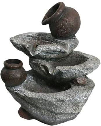 LOVIVER Tabletop Wasserbrunnen Innenwasser mit dekorativem Vintage -Vintage mit Leichter Skulpturenverzierung für Büromeditation