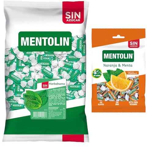 Mentolín caramelos garganta hierbabuena s/a bolsa 1kg y de regalo naranja s/a 100g